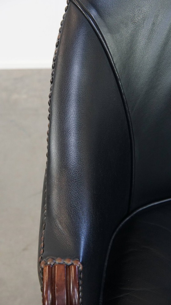 Image 1 of Classica e lussuosa sedia da ufficio in pelle bovina nera in stile inglese