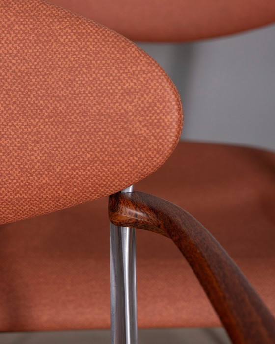 Image 1 of Set di 5 sedie vintage Coro degli anni '80 con braccioli, disegnate da Origlia per Origlia Italia.