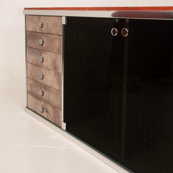 Credenza Astro in marmo e pelle di Guido Faleschini per i4 Mariani 1979 – Credenze, Marble, Glass (photo 4 of 20)