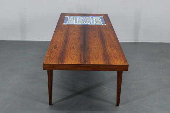 Image 1 of Mid-century Danish Haslev Mobelsnedkeri Coffee Table, Ceramic Tile Inlay, circa 1960s