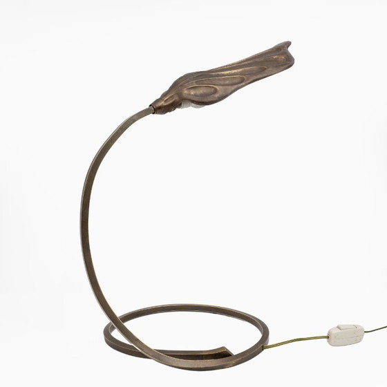 Image 1 of Tommaso Barbi Mid-century Modern Brass Leaf Table Lamp by Bottega Gadda, 1960s