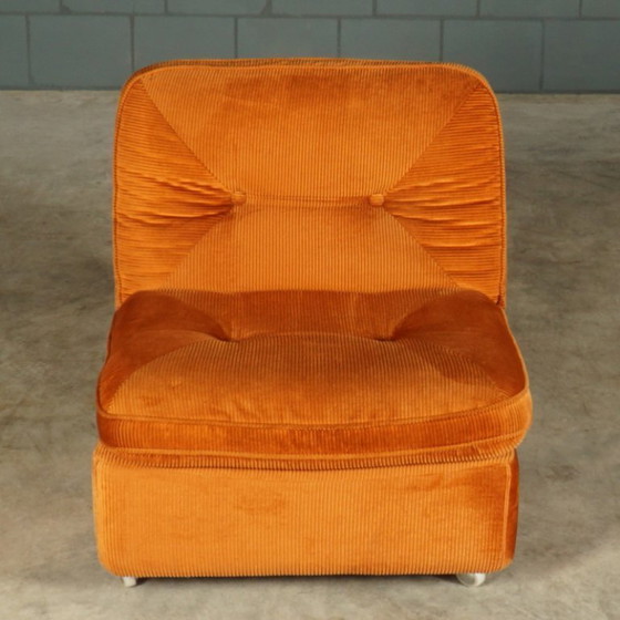 Image 1 of Gruppo di sedute modulari di metà secolo - velour arancione - anni '70
