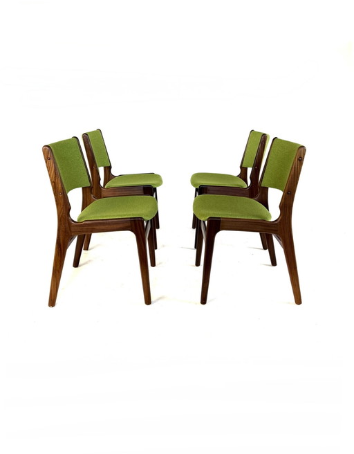 4x gerestaureerde eetkamerstoel model 89, Erik Buch ‘60