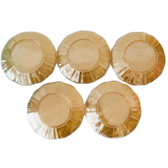 Image 1 of Service de dix assiettes à dessert Crowny, décor pêche nacré, années 1960