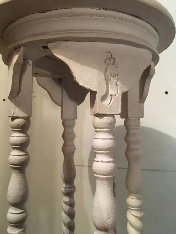 Tabouret en bois patiné blanc – Tables d'appoint (photo 6 of 8)