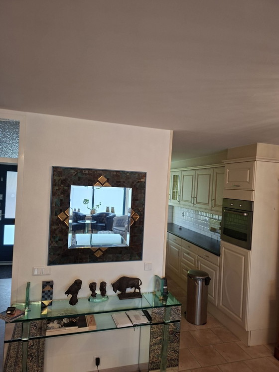 Miroir en verre, Bois, Bleu (photo 3 sur 6)