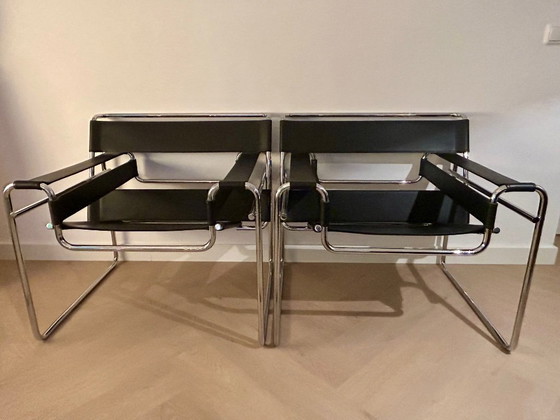 Image 1 of 2x Knoll Wassily sillones de cuero negro de Marcel Breuer