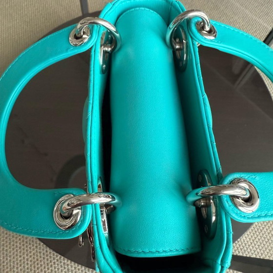 Image 1 of DIOR LADY MINI - CANNAGE LAMMLEDER CYANBLAU SILBERNE BESCHLÄGE VERSTELLBARER RIEMEN