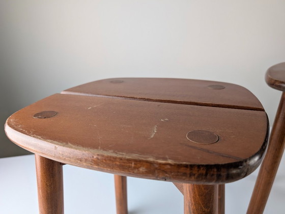 Image 1 of Coppia di sgabelli in legno di Pierre Gautier Delaye, Francia, anni '60