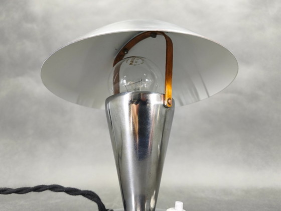 Image 1 of Pair Bauhaus Chrome Adjustable Table Lamps, 1930s Czechoslovakia