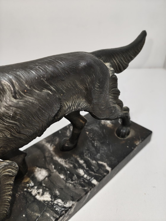Art Deco style sculpture hunting dog – Marble, Metal (photo 9 of 12)