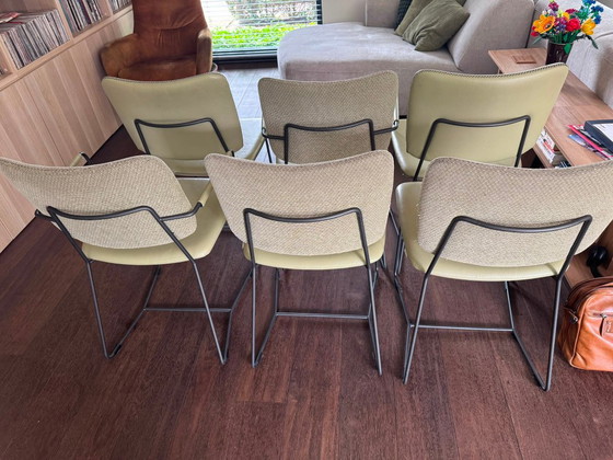 Set di 6 sedie da pranzo Bert Plantagie modello "Kiko" in pelle/tessuto color pistacchio, anno 2019. – Metal (photo 8 of 10)