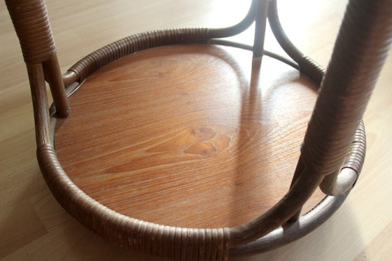 Carrello bar rotondo in bambù/rattan/legno - 3 ripiani – Oggetti decorativi, Glass, Bamboo, Vintage (photo 6 of 11)