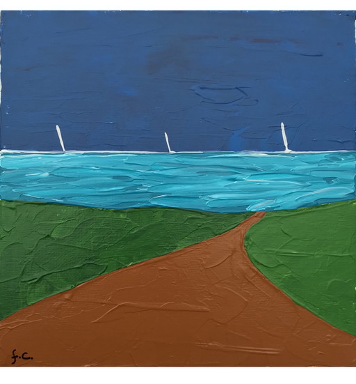 Le Chemin De La Plage - Acrylique De Frédéric Cadiou