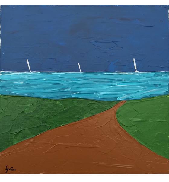 Image 1 of Le Chemin De La Plage - acryl door Frédéric Cadiou