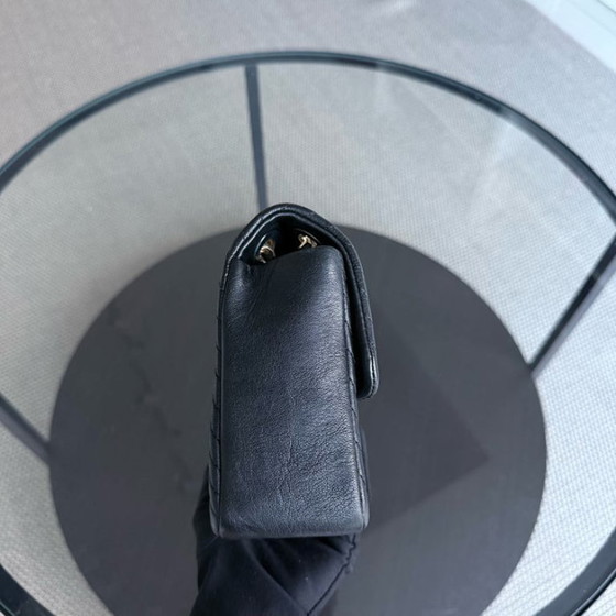 Image 1 of Chanel Seasonal Flap Medium - 25CM Surpique CC Herringbone Medallion Flap Chevron Goatskin Black Gold Hardware
