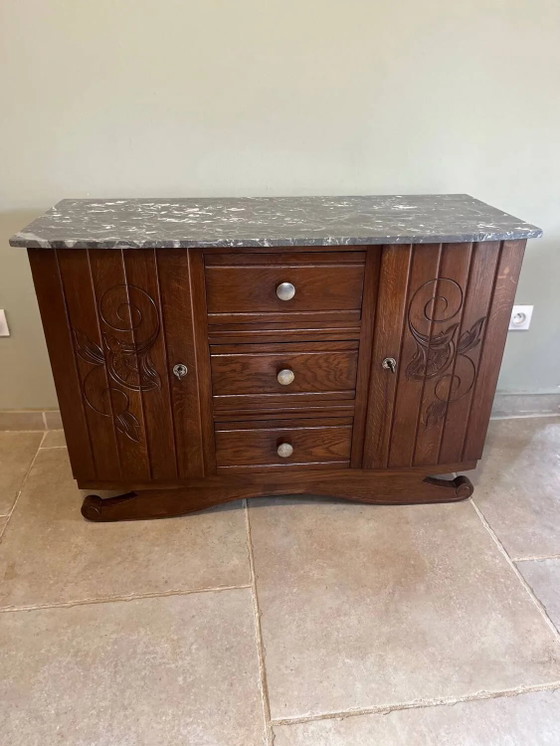 Art Deco low furniture – Sideboard, Marble, Wood (photo 10 of 21)