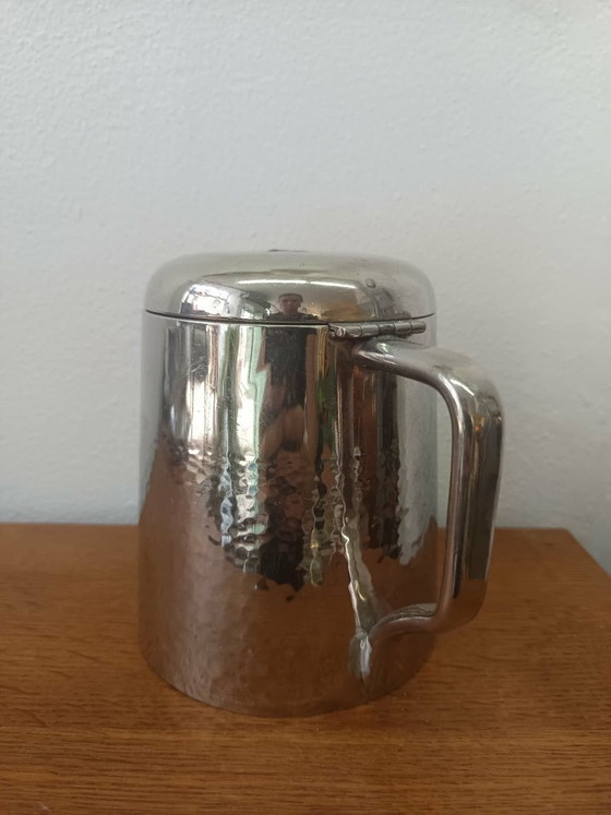 Image 1 of Art Deco hammered silver-plated metal teapot