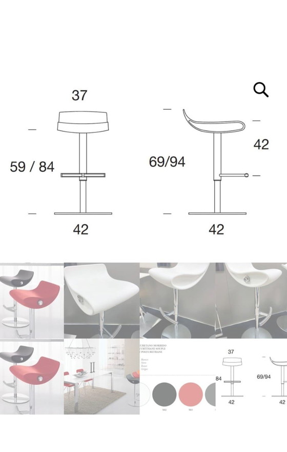 3 Italiaanse Design Barkrukken Arter & Citton – Rood – Verstelbaar – Arter&Citton, Chrome (photo 6 of 6)