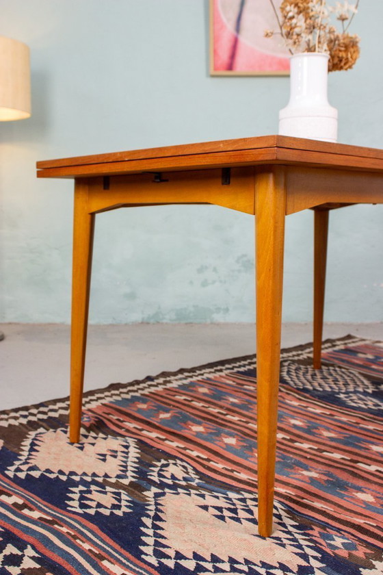 Image 1 of Vintage teak dining table, extendable, mid-century modern, 1960s