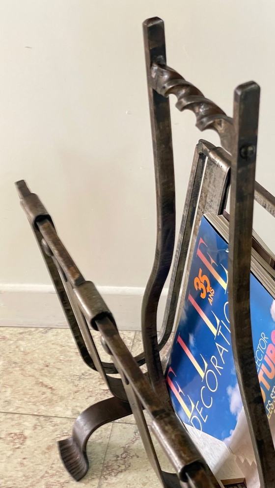 Image 1 of Vintage Brutalist Steel Magazine Rack