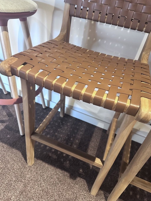 2 leather bar stools