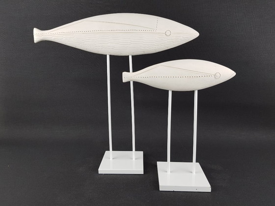 Image 1 of Conjunto de 2 peces de cerámica con soporte – Aldo Londi para Bitossi – Colección Arkitectura (Italia)