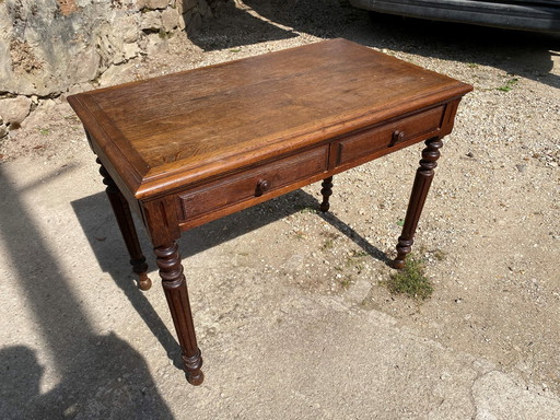 Bureau en chêne 2 tiroirs 97x58cm