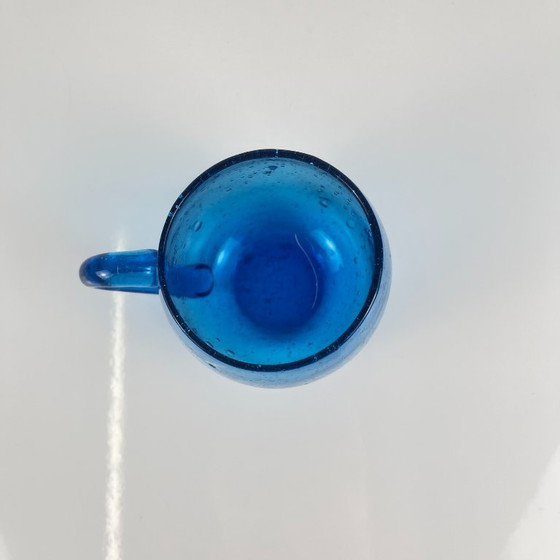 Image 1 of Punschset für 9 Personen, Biot-Stil, kobaltblaues, geblasenes Glas, 1970