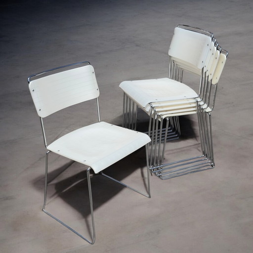 Spilimbergo chairs - Italian design 1970s | White & Chrome