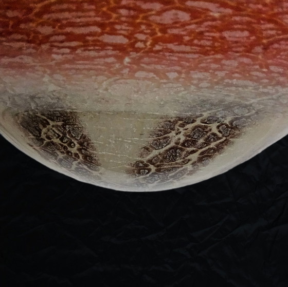 Image 1 of Antieke Oranje Duits Art Deco WMF Ikora Glazen Hanglamp 1930s / glass art deco orange hanging light 