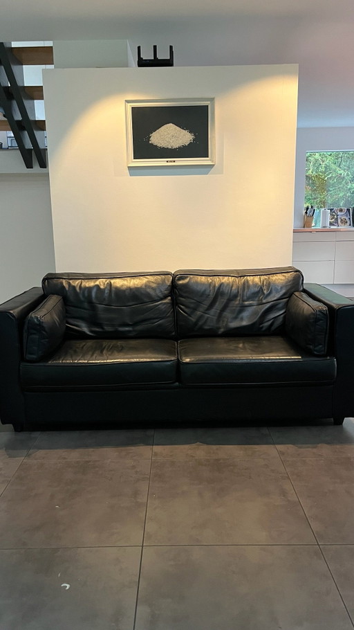 Schwarzes italienisches Ledersofa