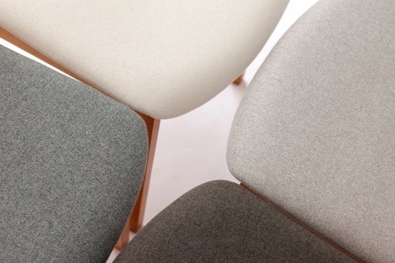 Image 1 of Set van 4 vintage beukenhouten eetkamerstoelen, mid-century modern, Duits jaren 60, gerestaureerde houten stoelen