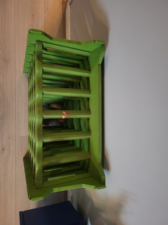 Image 1 of Space - Age Retro botellero apilable verde , 5 piezas - 70s