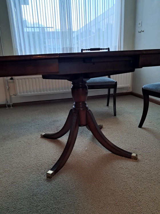 Juego de comedor clásico Heldense "Re-Furn" – Caoba con 4 sillas – Incluye recibo de compra original (1990) (photo 6 of 11)