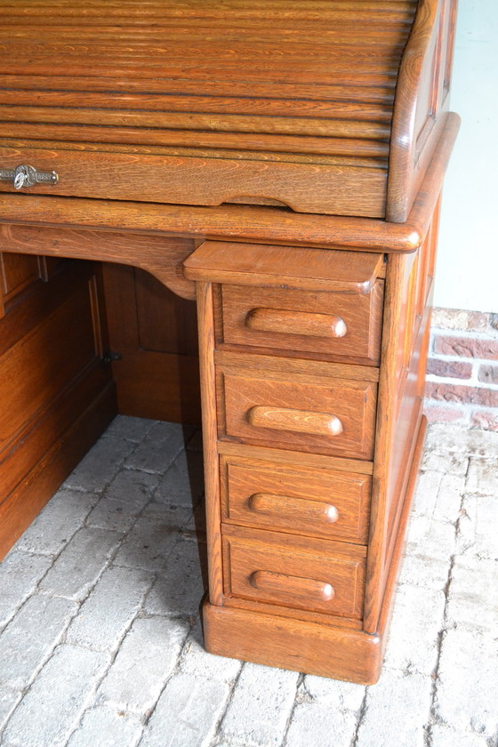 Image 1 of Antique Oak Wooden Shutter Desk, Secretaire