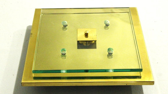 Image 1 of Brass and Glass Ceiling/ Wall Lamp by Hillebrand , 1990s