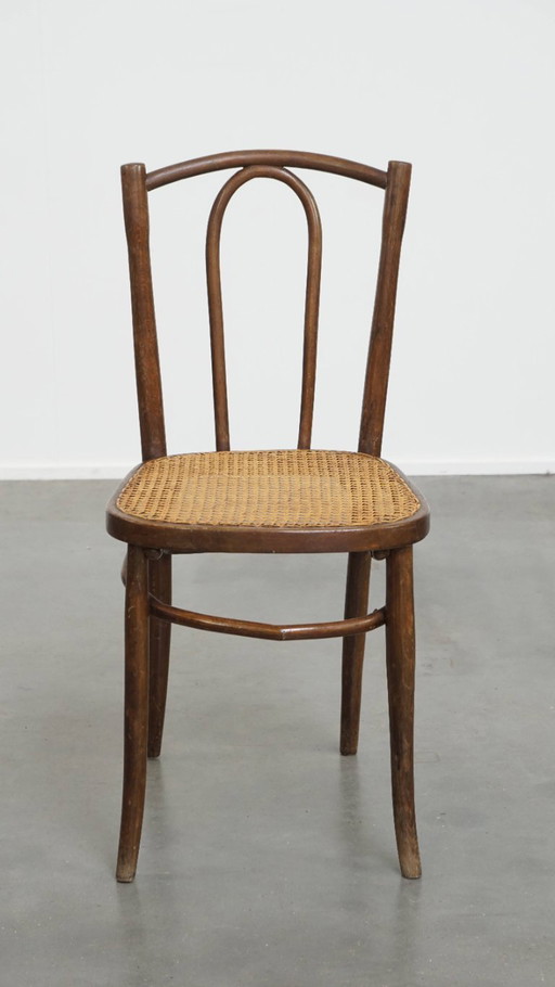 Bistro chair in the style of Thonet with a woven wicker seat