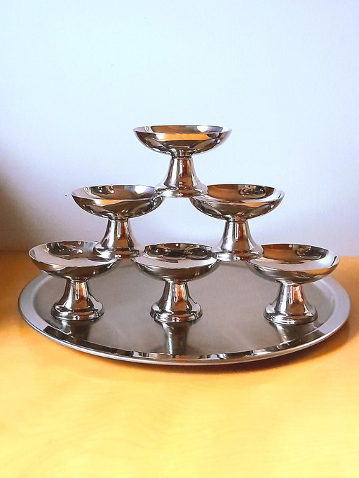 Eisbecher/Dessertbecher aus Edelstahl, 1970