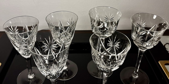 Image 1 of 6 Kristallgläser, wahrscheinlich von Saint Louis oder VSL hergestellt