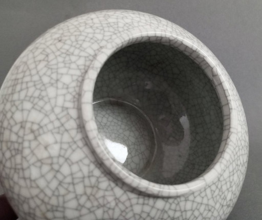 Augarten Bauhaus/Art Deco crackle porcelain vase, 1940, Vienna, rare