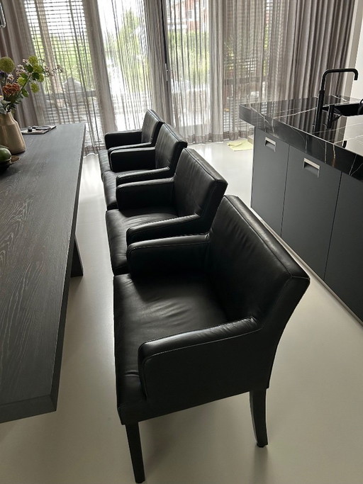 4 geräumige Esszimmersessel aus Leder, Modell Dylan von Keijser and Co.