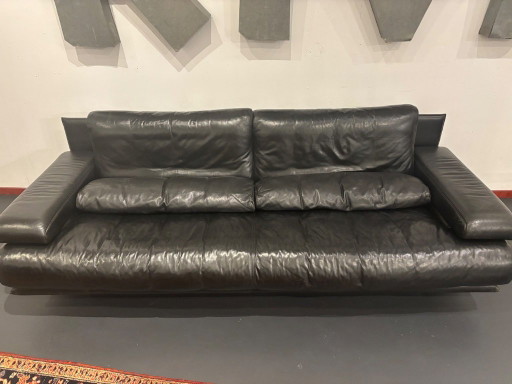 Rolf Benz 6500 zona de estar diseño cuero negro | 2 sofás y 2 sillones
