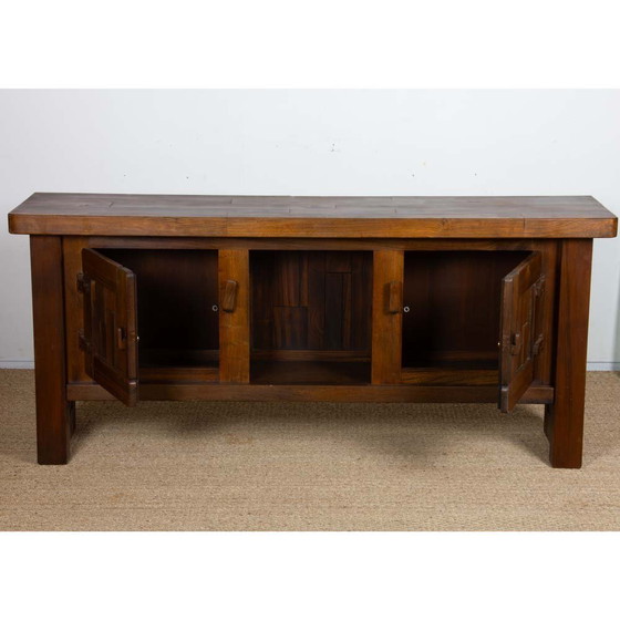 Image 1 of Brutalistisch dressoir in massief iepenhout, 1970
