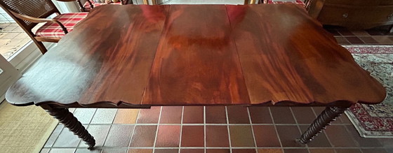 Image 1 of Antieke Engelse Coulissetafel / eettafel Mahonie