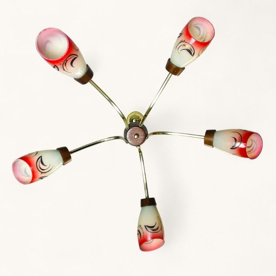 Image 1 of Lustre araignée Sputnik vintage moderne du milieu du siècle avec 5 lumières
