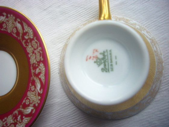 Image 1 of vintage mocha cup from Rosenthal ca. 1929 gold & red  