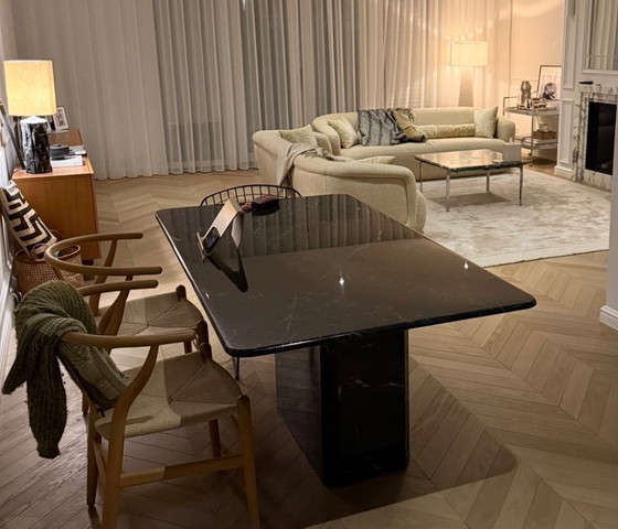 Image 1 of Black marble dining table 180x90cm