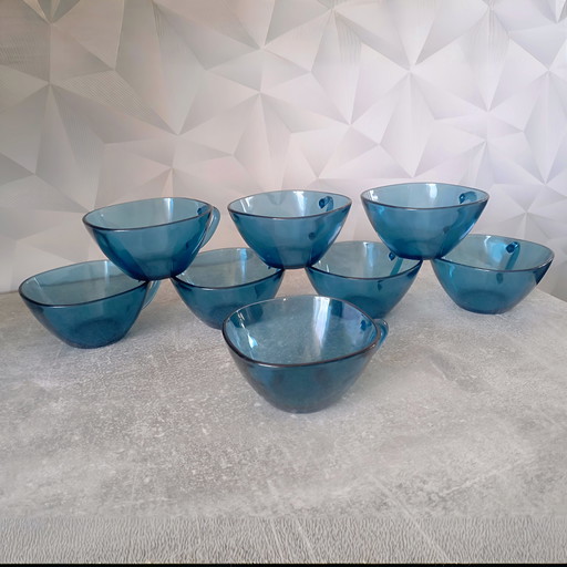 Set Of 8 Vintage Blue Vereco Coffee Bags