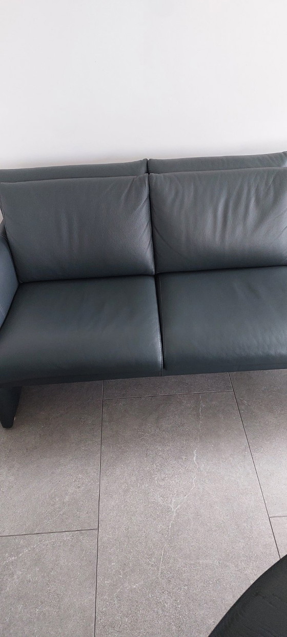 Image 1 of Elegante set da soggiorno in pelle a 3 posti + 2 posti – antracite